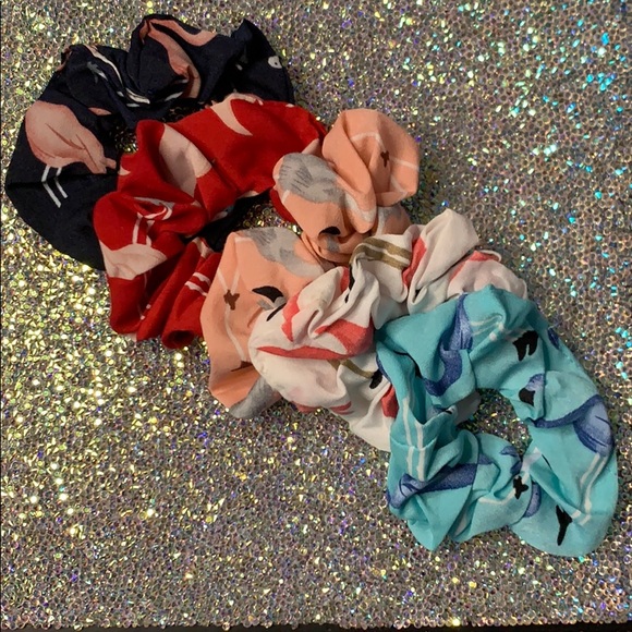 miamiluxfinds Accessories - 5/$25 birds of a feather flamingo scrunchies